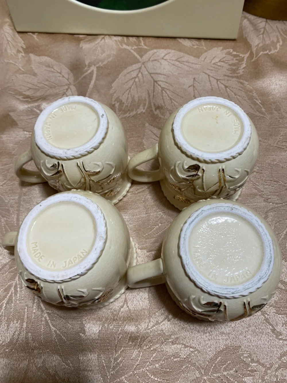 “Gilded Wheat Mugs” Hand painted Japan Mid-Century